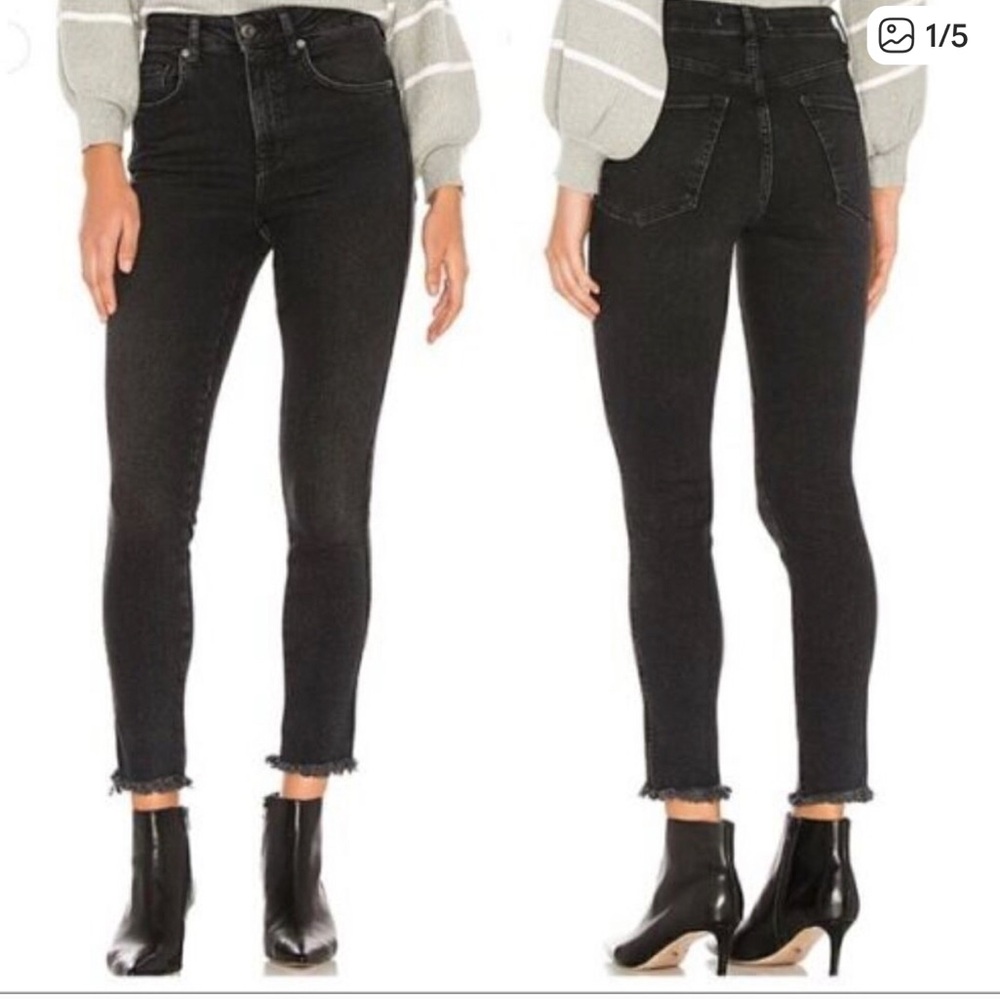 Free People Black High-rise crop Jeans